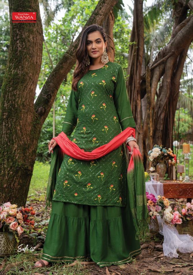 Wanna Sufi Fancy Festive Wear Wholesale Sharara Suit Catalog
